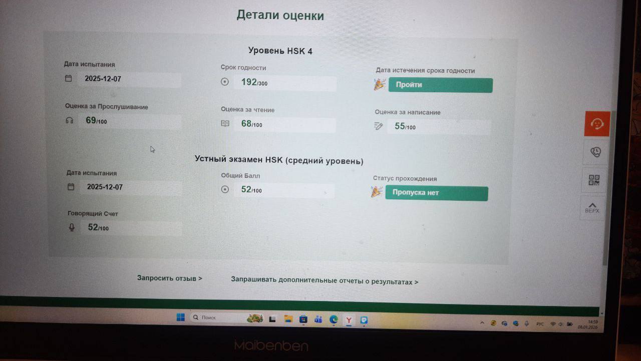 Дарья Иванюшина: HSK 4, 192 из 300
